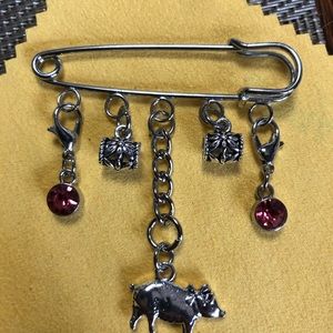 NWT, Handmade by A Charmed Life. Silver Pig Pin